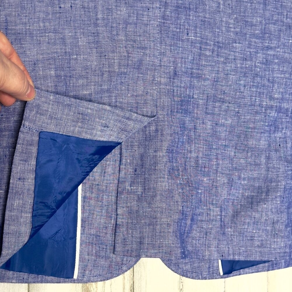 Talbots Chambray Blue Linen Two-Button Long Sleev… - image 5